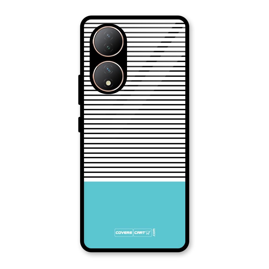 Deep Sky Blue Stripes Glass Back Case for Vivo Y100A