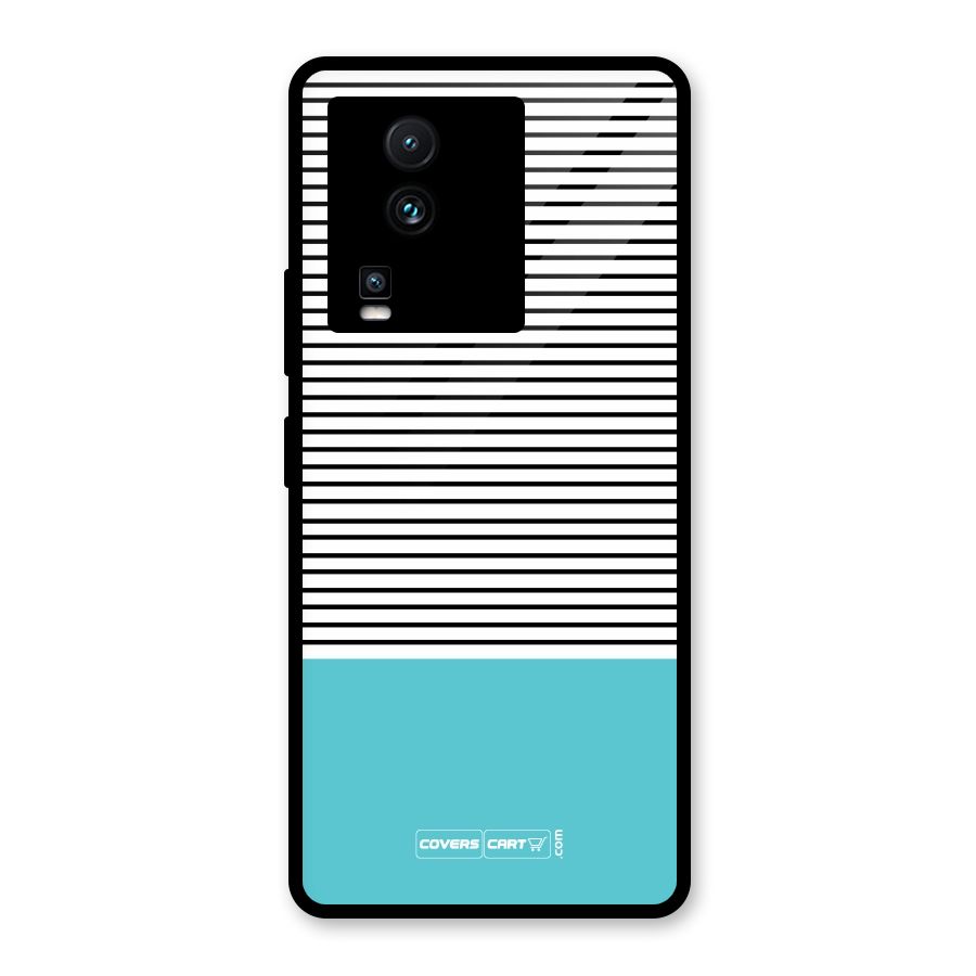 Deep Sky Blue Stripes Glass Back Case for Vivo iQOO Neo 7 Pro
