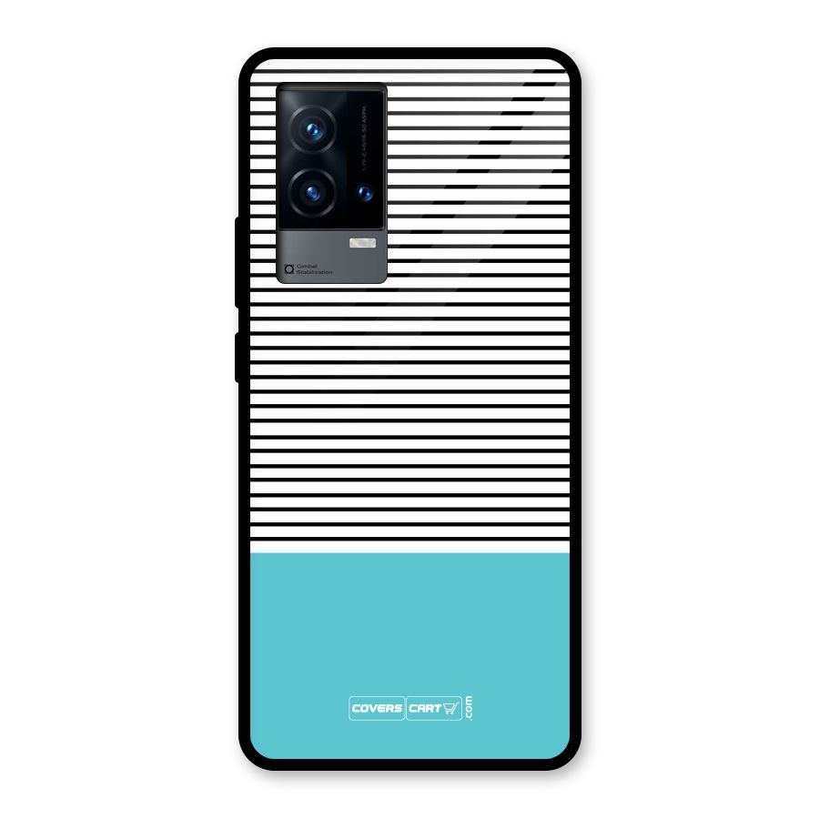 Deep Sky Blue Stripes Glass Back Case for iQOO 9 5G
