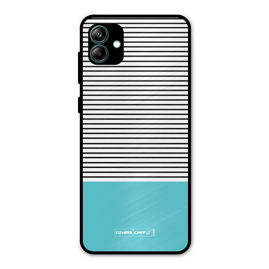 Deep Sky Blue Stripes Metal Back Case for Galaxy A04