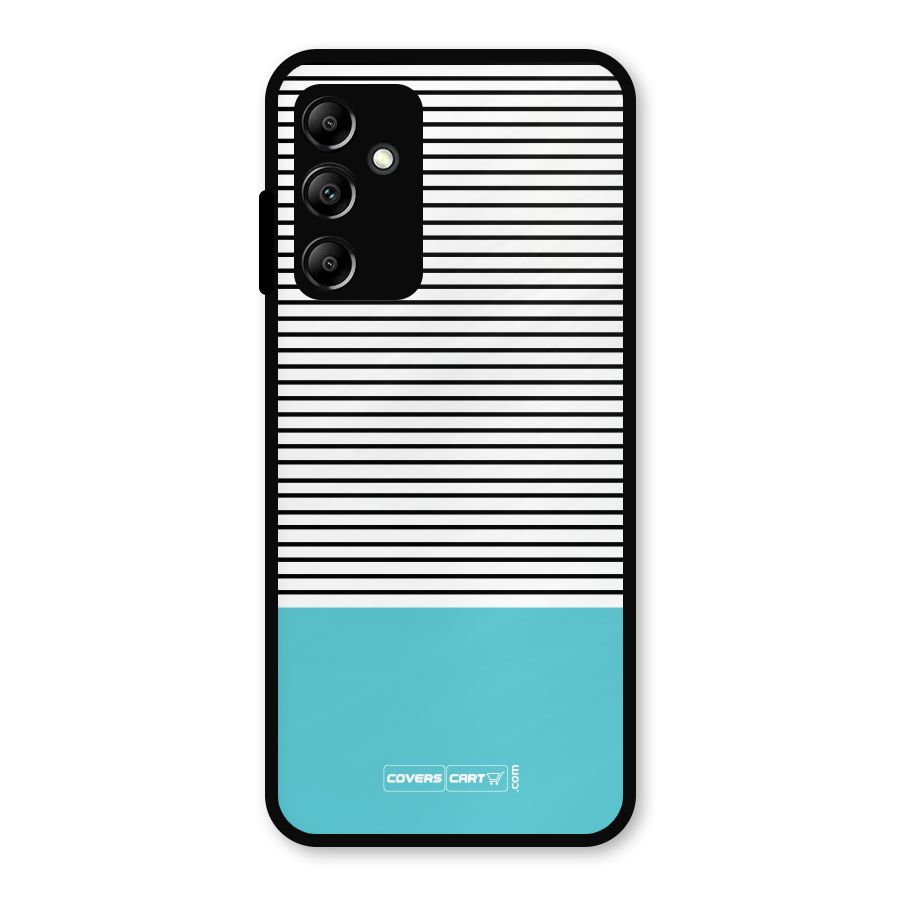 Deep Sky Blue Stripes Metal Back Case for Galaxy A14 5G