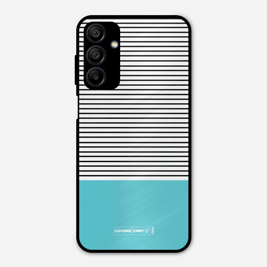 Deep Sky Blue Stripes Metal Back Case for Galaxy A15 5G