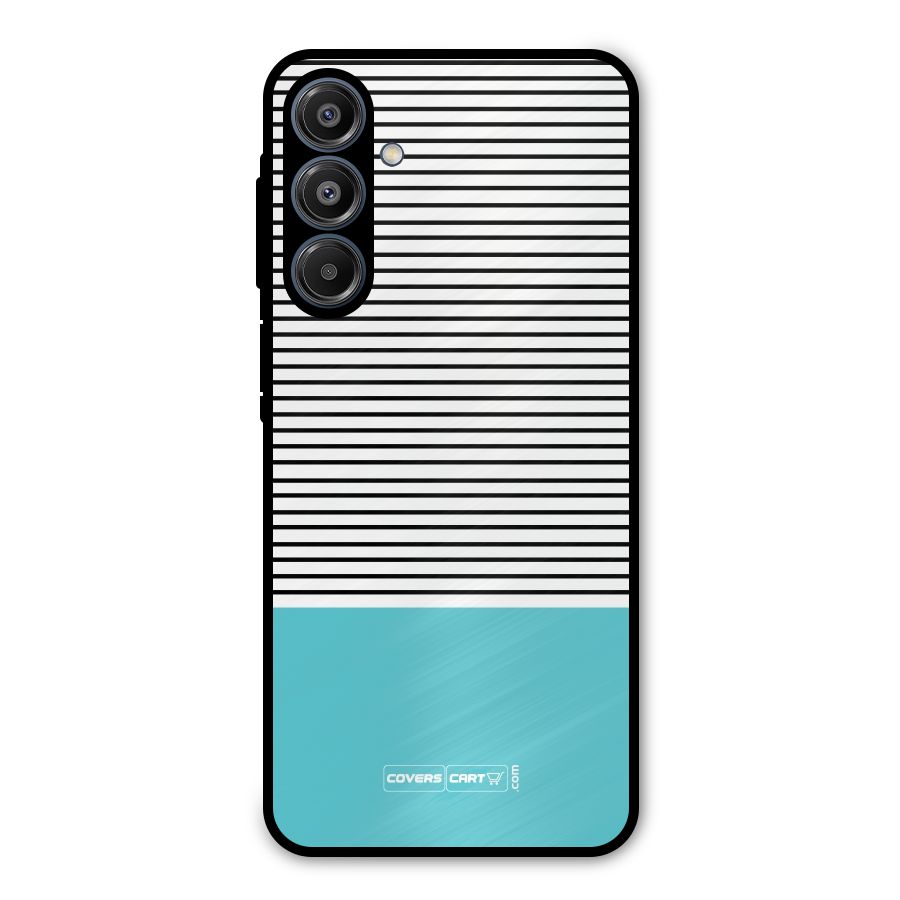 Deep Sky Blue Stripes Metal Back Case for Galaxy A16 5G
