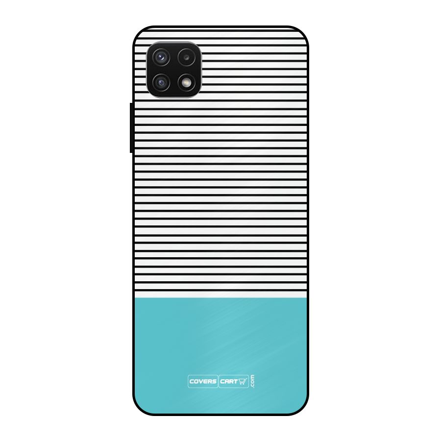 Deep Sky Blue Stripes Metal Back Case for Galaxy A22 5G