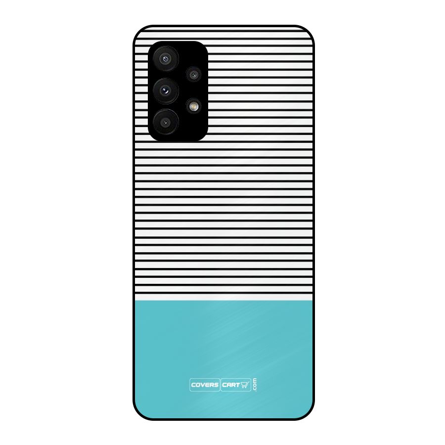 Deep Sky Blue Stripes Metal Back Case for Galaxy A23