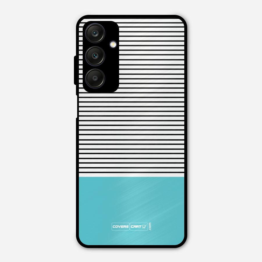 Deep Sky Blue Stripes Metal Back Case for Galaxy A25 5G