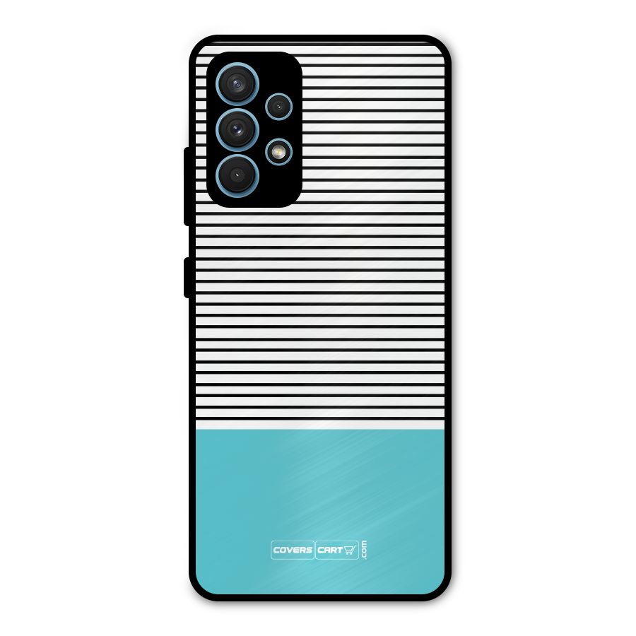 Deep Sky Blue Stripes Metal Back Case for Galaxy A32