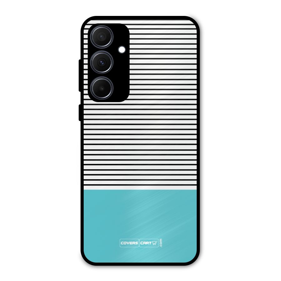 Deep Sky Blue Stripes Metal Back Case for Galaxy A35
