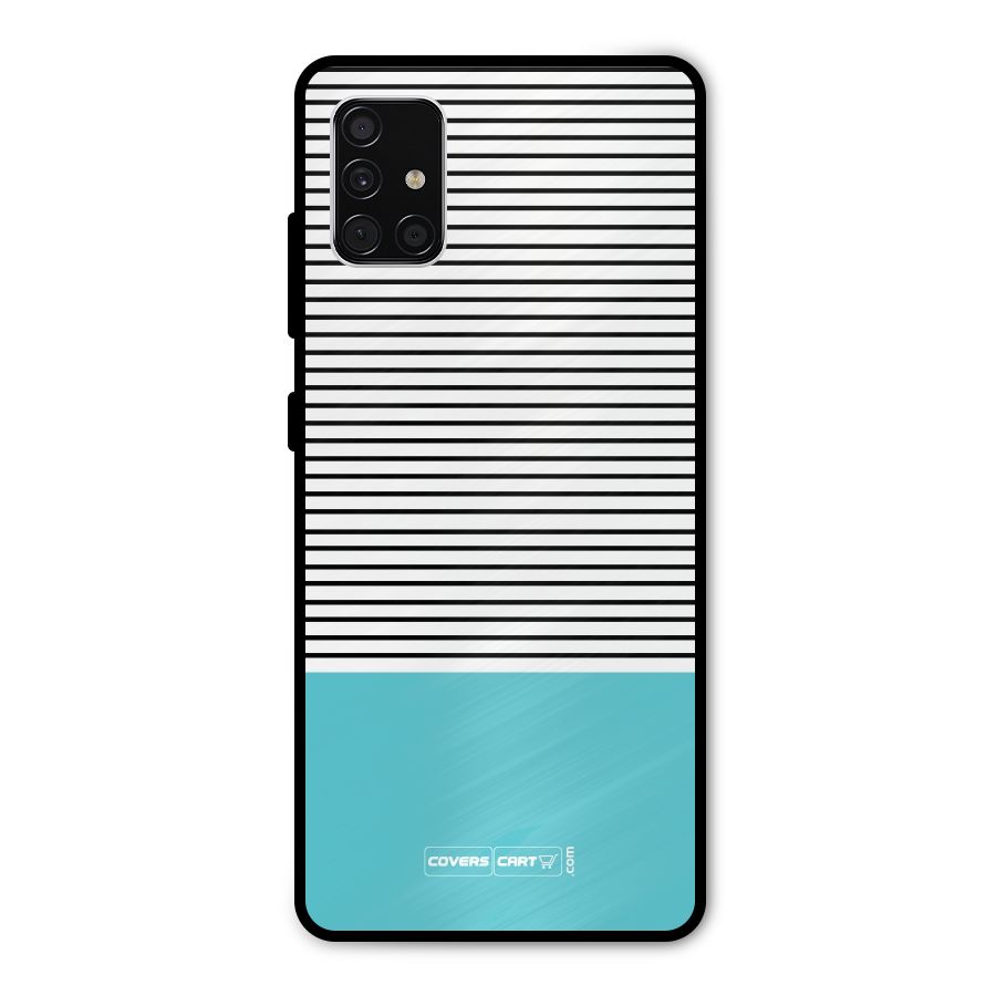 Deep Sky Blue Stripes Metal Back Case for Galaxy A51