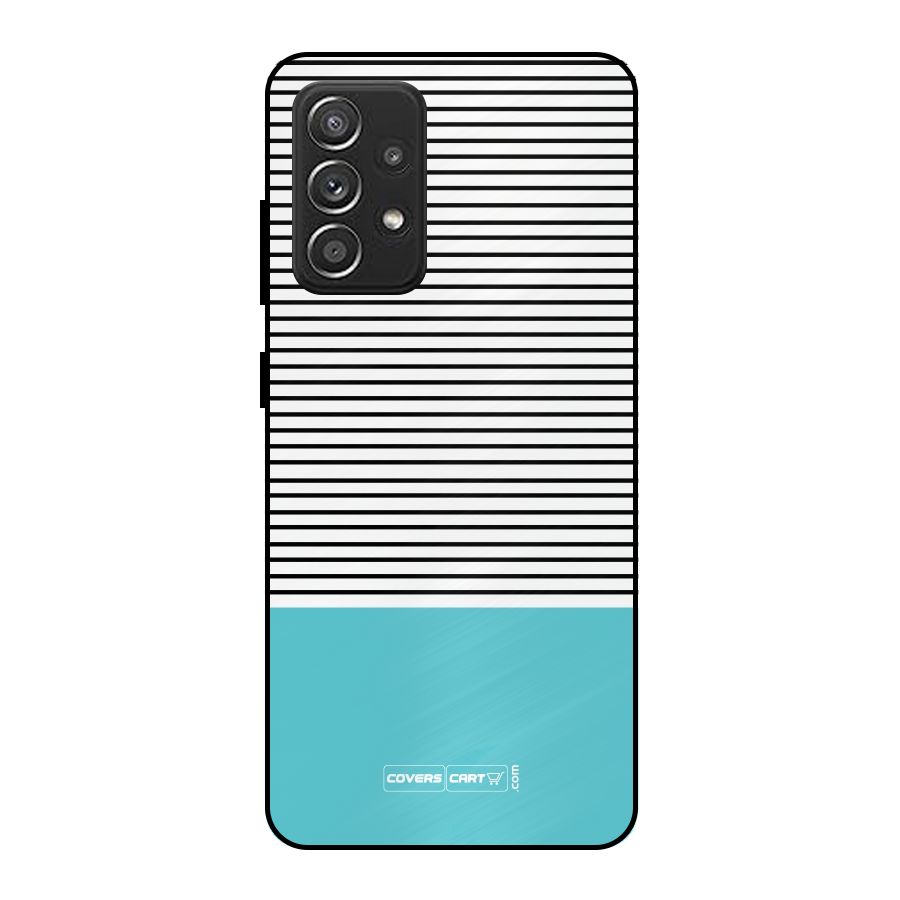 Deep Sky Blue Stripes Metal Back Case for Galaxy A52s 5G