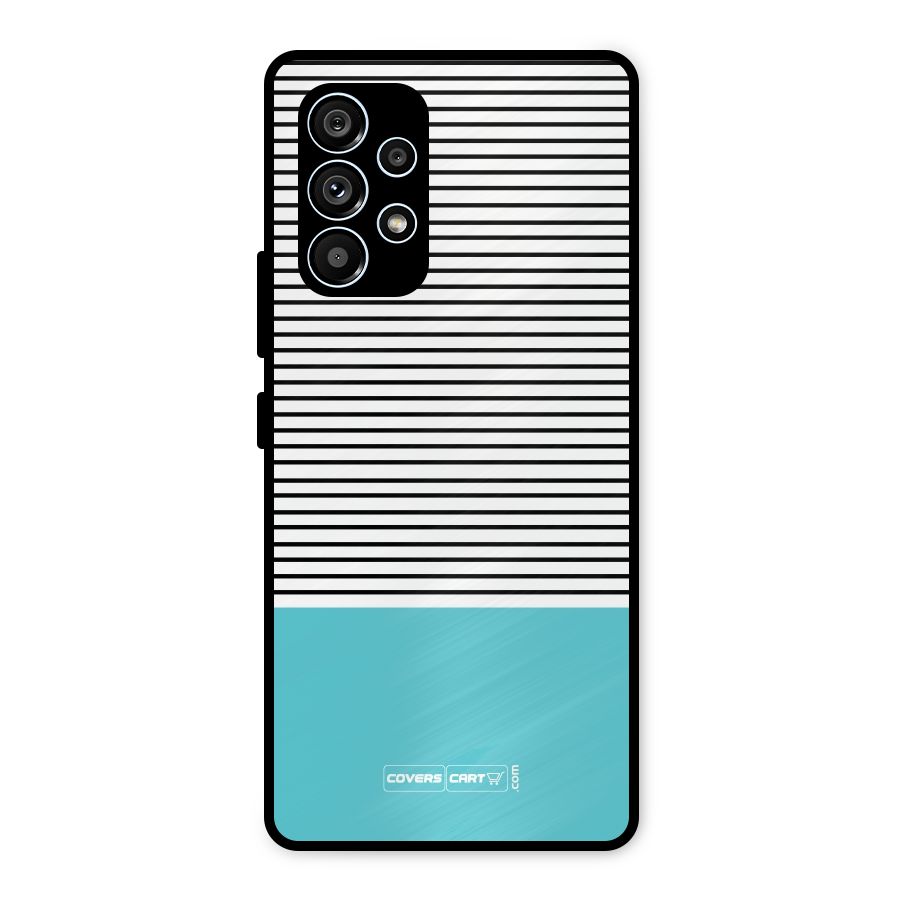Deep Sky Blue Stripes Metal Back Case for Galaxy A53 5G