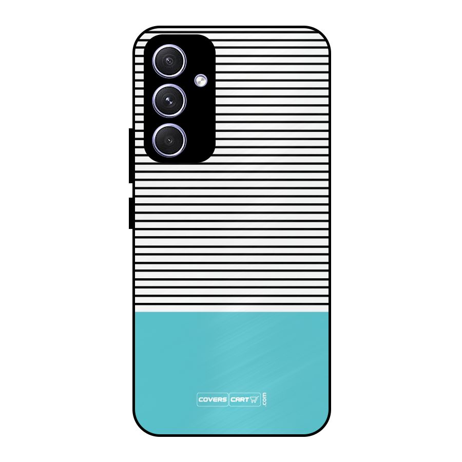 Deep Sky Blue Stripes Metal Back Case for Galaxy A54