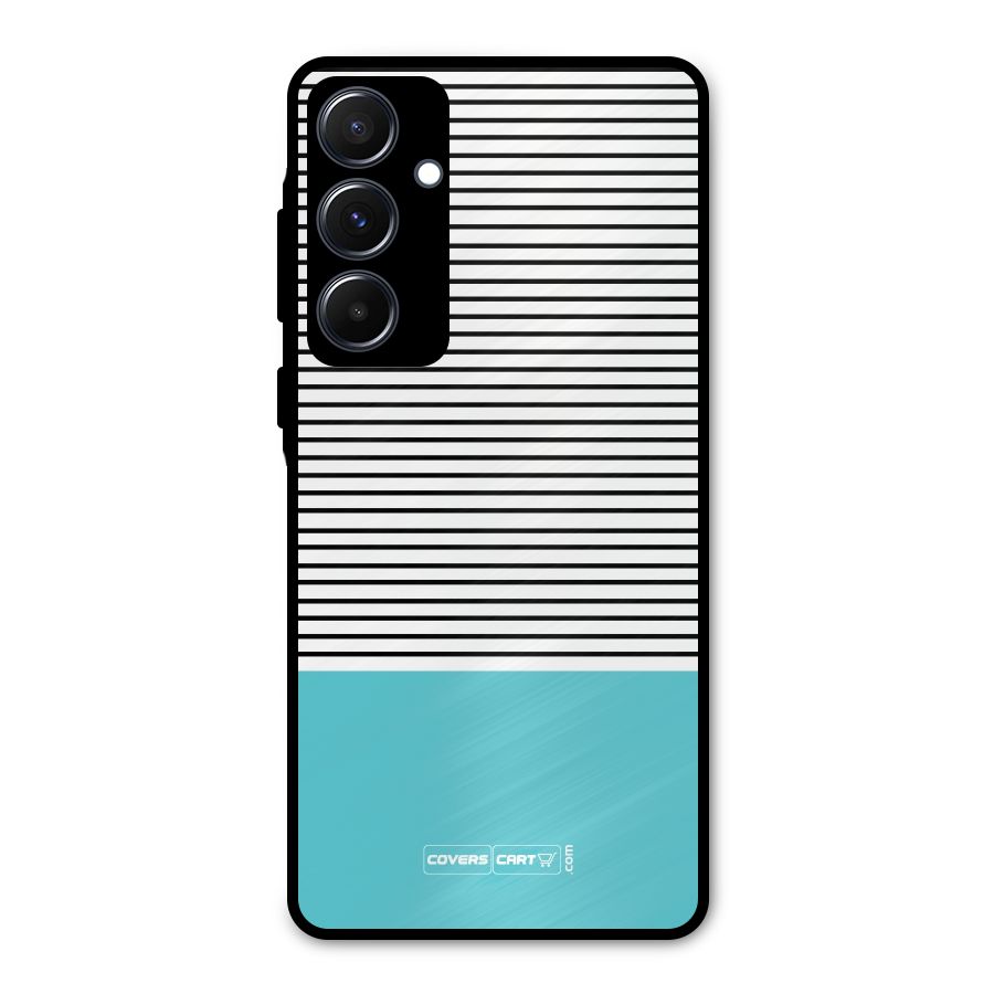 Deep Sky Blue Stripes Metal Back Case for Galaxy A55