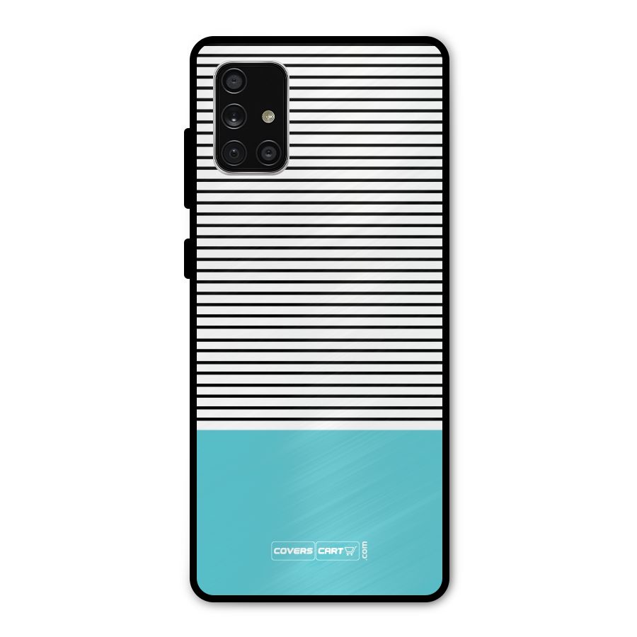 Deep Sky Blue Stripes Metal Back Case for Galaxy A71
