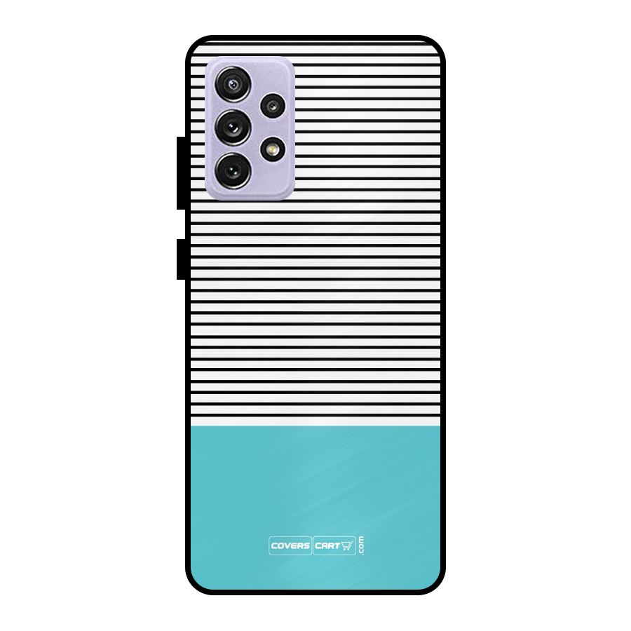 Deep Sky Blue Stripes Metal Back Case for Galaxy A72