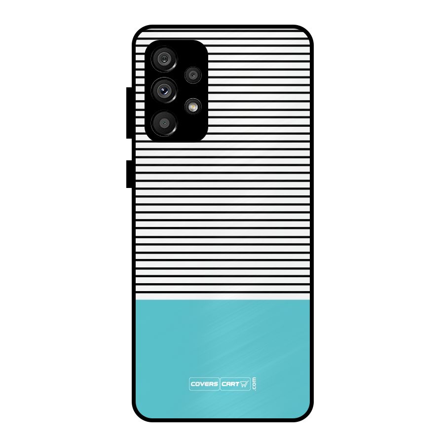 Deep Sky Blue Stripes Metal Back Case for Galaxy A73 5G