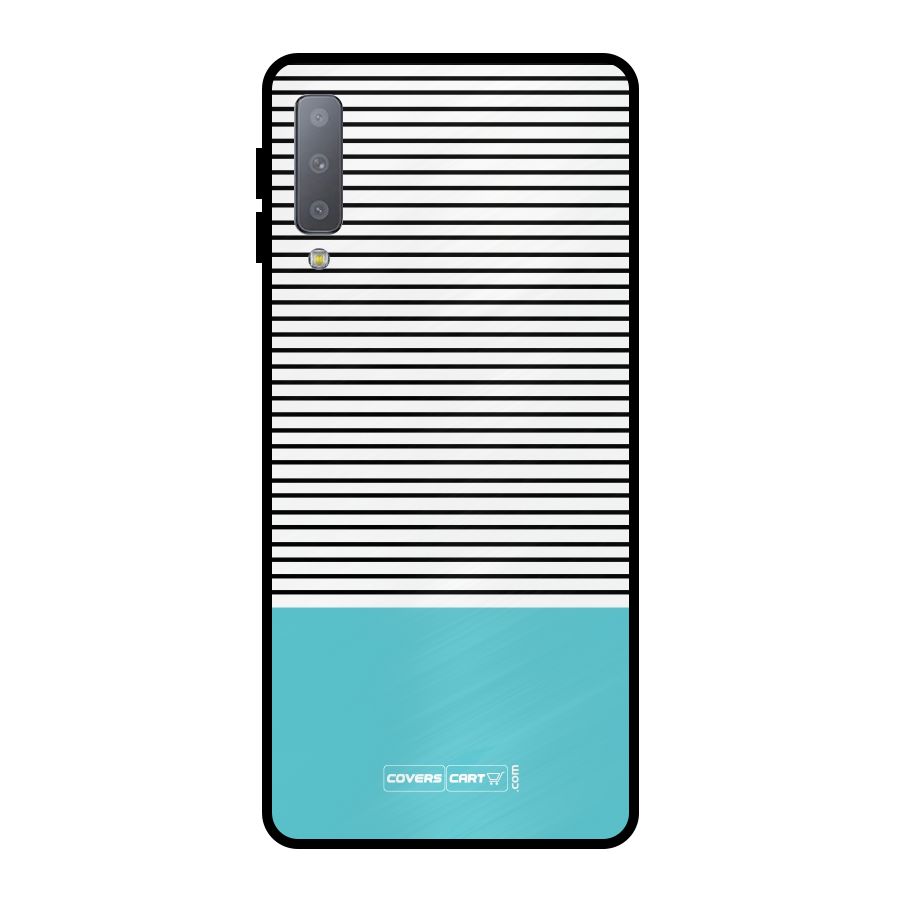 Deep Sky Blue Stripes Metal Back Case for Galaxy A7 (2018)