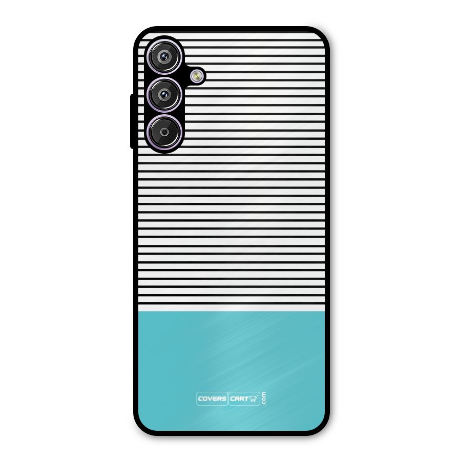 Deep Sky Blue Stripes Metal Back Case for Galaxy F15