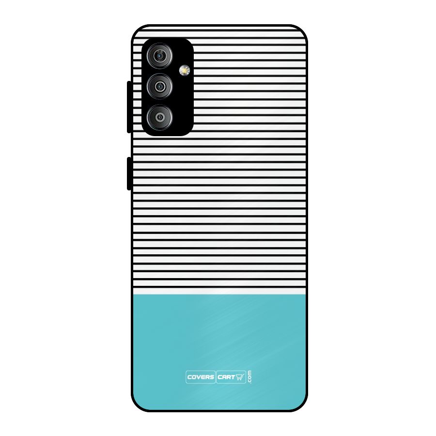 Deep Sky Blue Stripes Metal Back Case for Galaxy F23