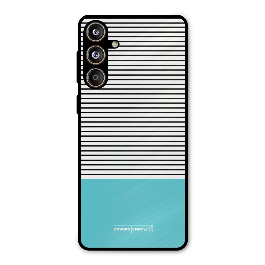 Deep Sky Blue Stripes Metal Back Case for Galaxy F55