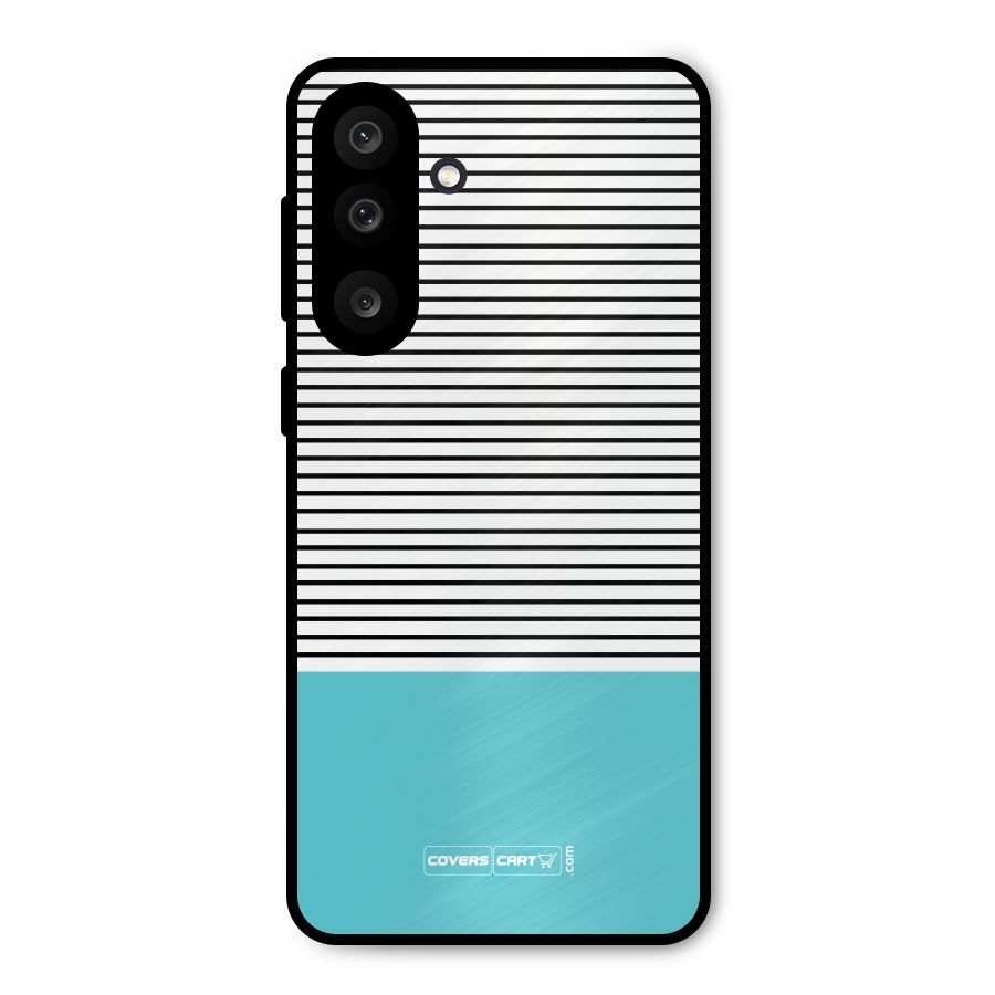 Deep Sky Blue Stripes Metal Back Case for Galaxy F56