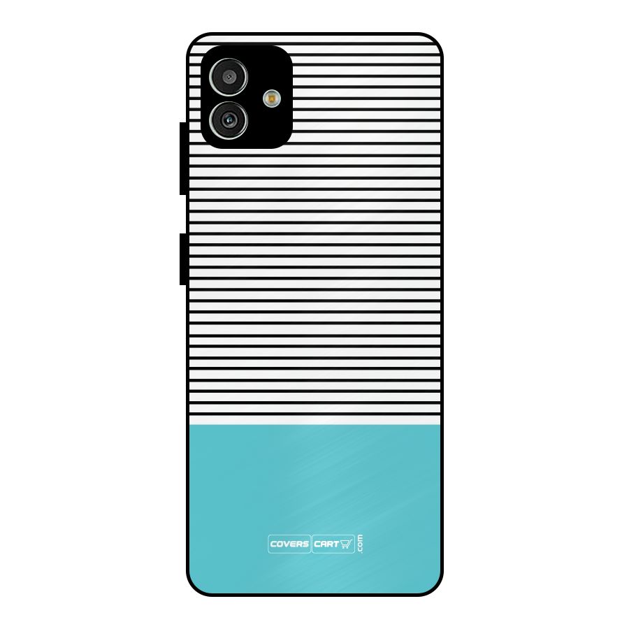Deep Sky Blue Stripes Metal Back Case for Galaxy M13 5G
