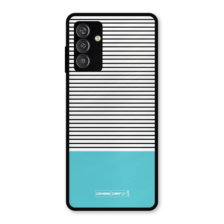 Deep Sky Blue Stripes Metal Back Case for Galaxy M14 5G