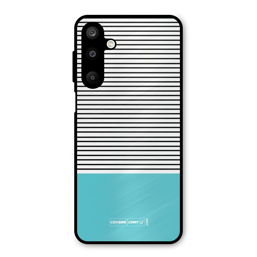 Deep Sky Blue Stripes Metal Back Case for Galaxy M16