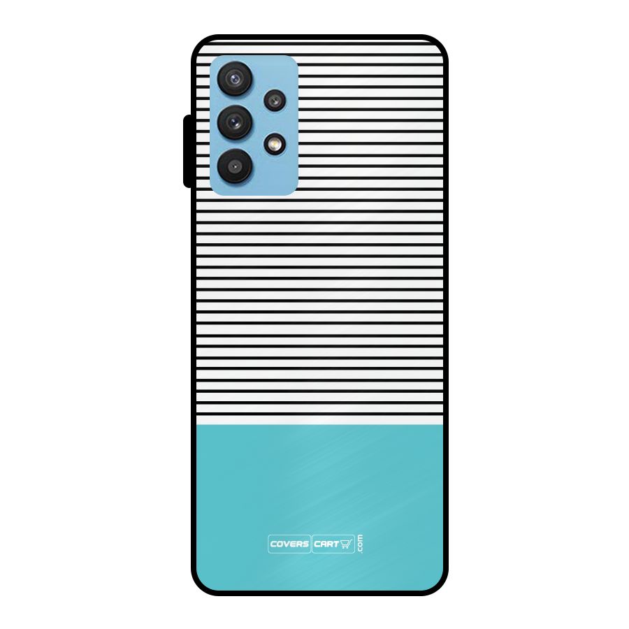 Deep Sky Blue Stripes Metal Back Case for Galaxy M32 5G