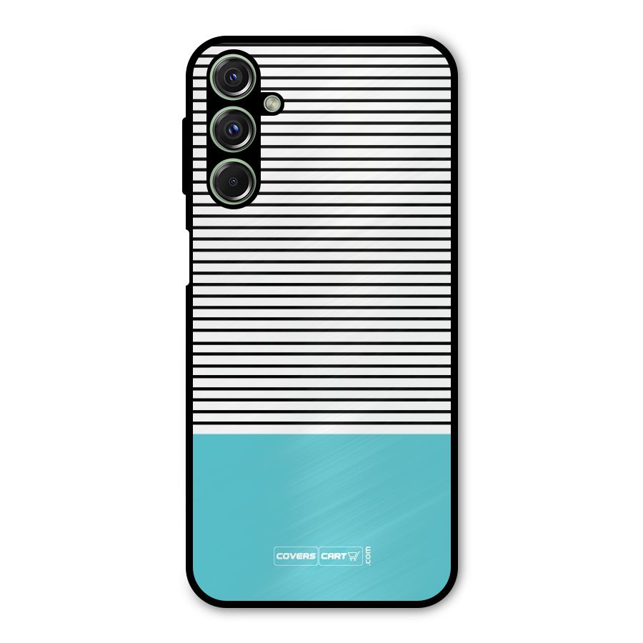 Deep Sky Blue Stripes Metal Back Case for Galaxy M34