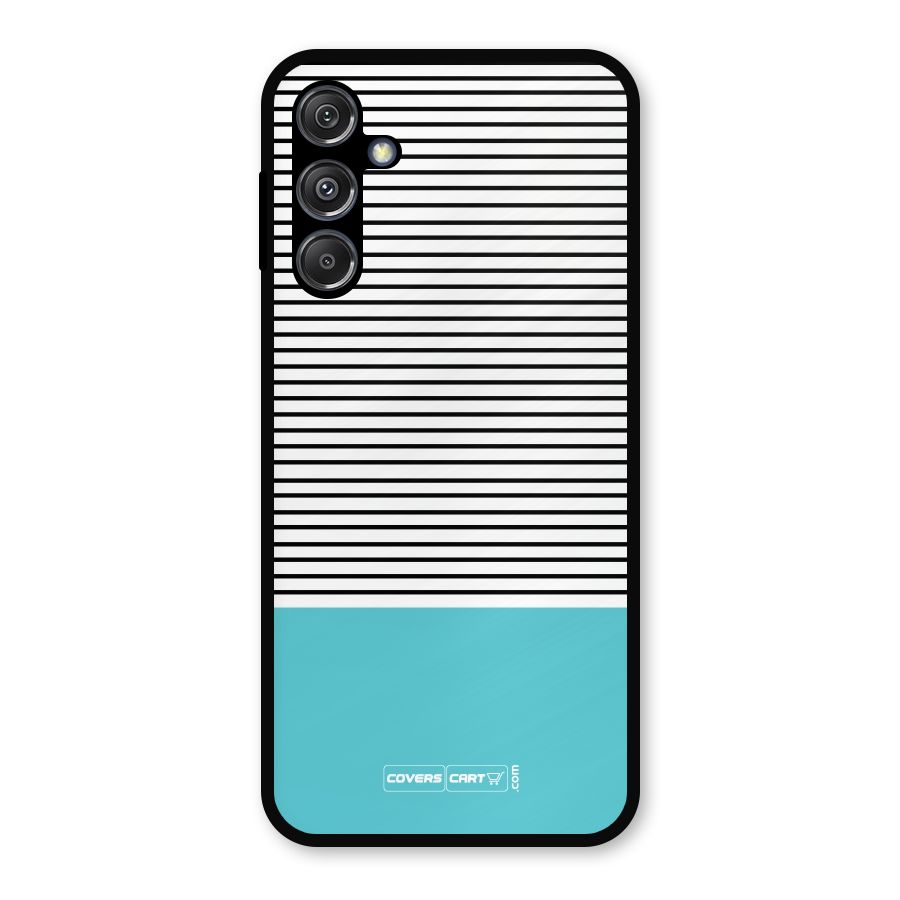 Deep Sky Blue Stripes Metal Back Case for Galaxy M34 5G