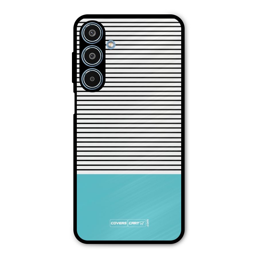 Deep Sky Blue Stripes Metal Back Case for Galaxy M35
