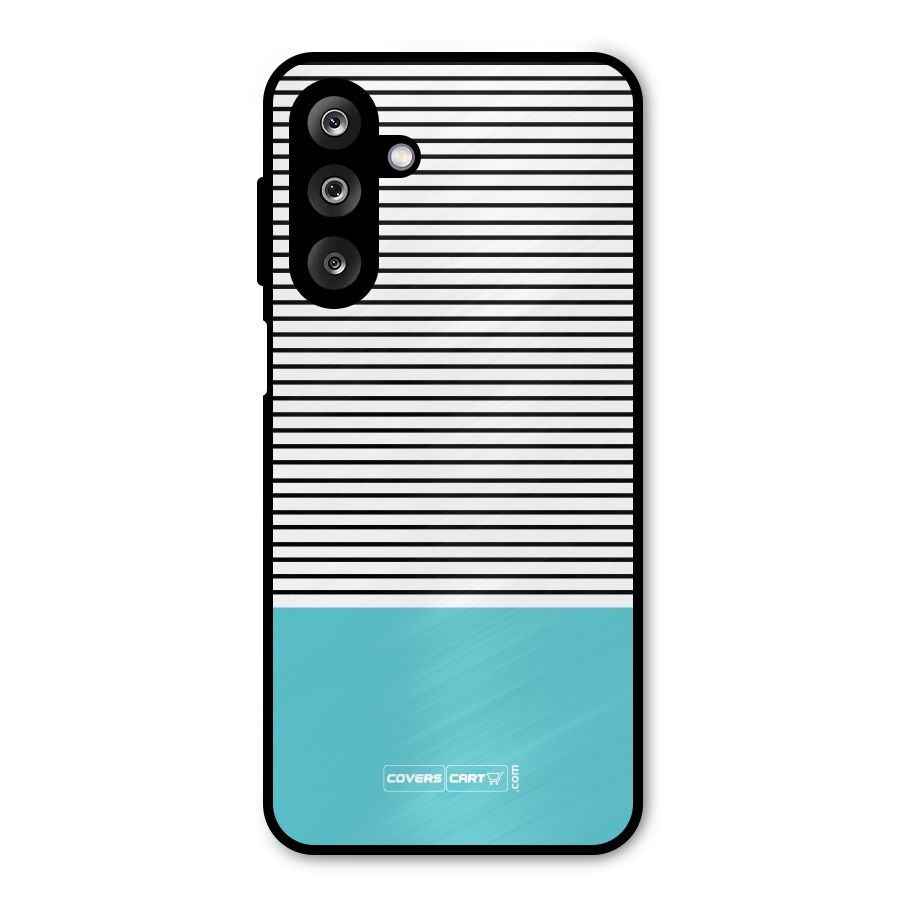 Deep Sky Blue Stripes Metal Back Case for Galaxy M36