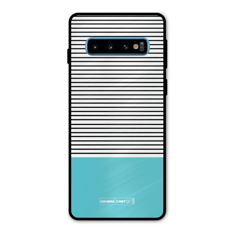 Deep Sky Blue Stripes Metal Back Case for Galaxy S10