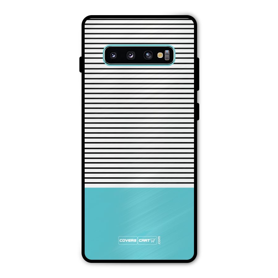 Deep Sky Blue Stripes Metal Back Case for Galaxy S10 Plus