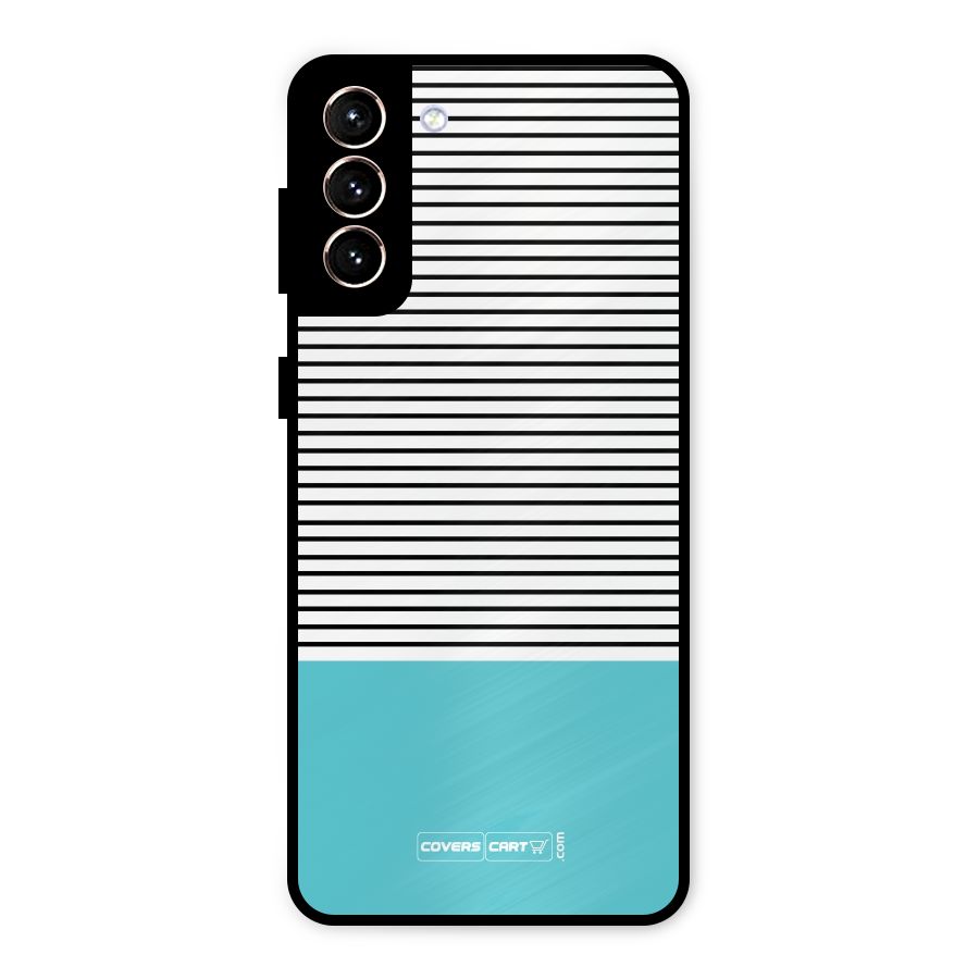 Deep Sky Blue Stripes Metal Back Case for Galaxy S21 Plus