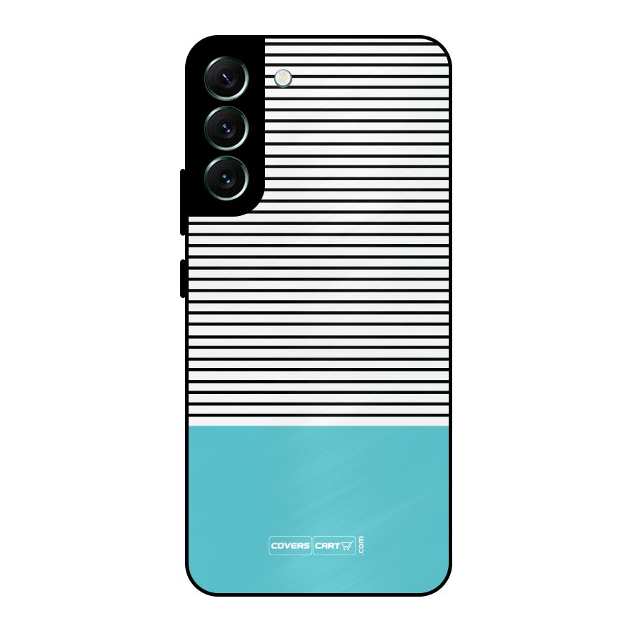 Deep Sky Blue Stripes Metal Back Case for Galaxy S22 Plus 5G