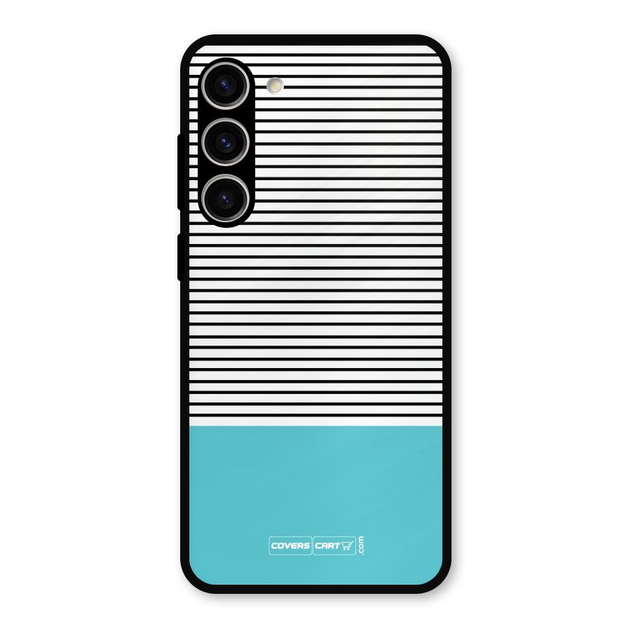 Deep Sky Blue Stripes Metal Back Case for Galaxy S23 Plus