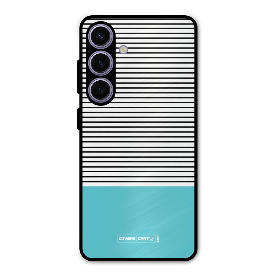 Deep Sky Blue Stripes Metal Back Case for Galaxy S24