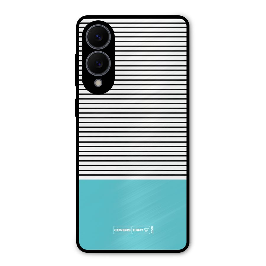 Deep Sky Blue Stripes Metal Back Case for Galaxy S25 Edge