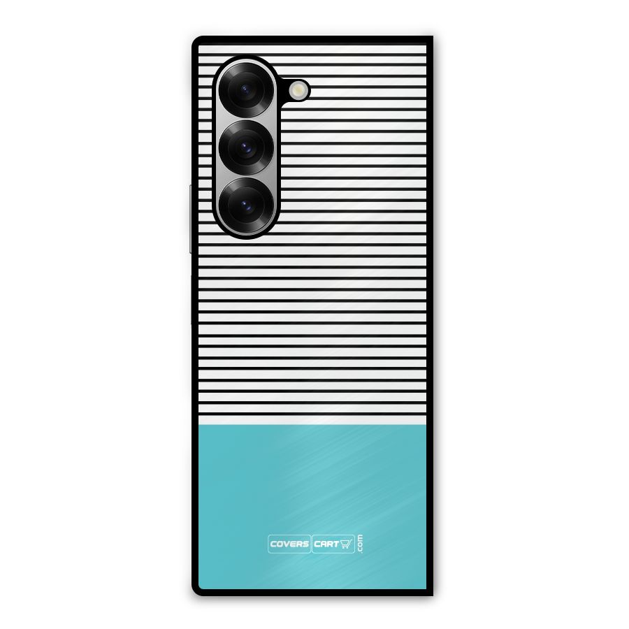 Deep Sky Blue Stripes Metal Back Case for Galaxy Z Fold6