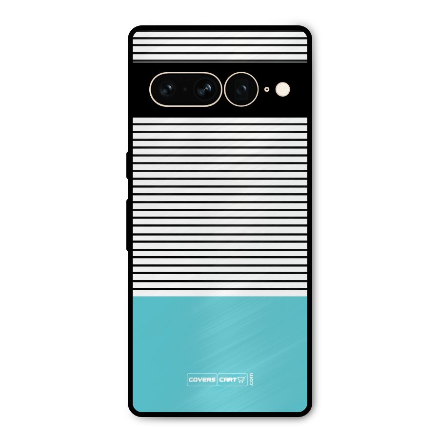 Deep Sky Blue Stripes Metal Back Case for Google Pixel 7 Pro