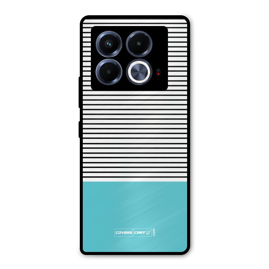 Deep Sky Blue Stripes Metal Back Case for Infinix Note 40 5G