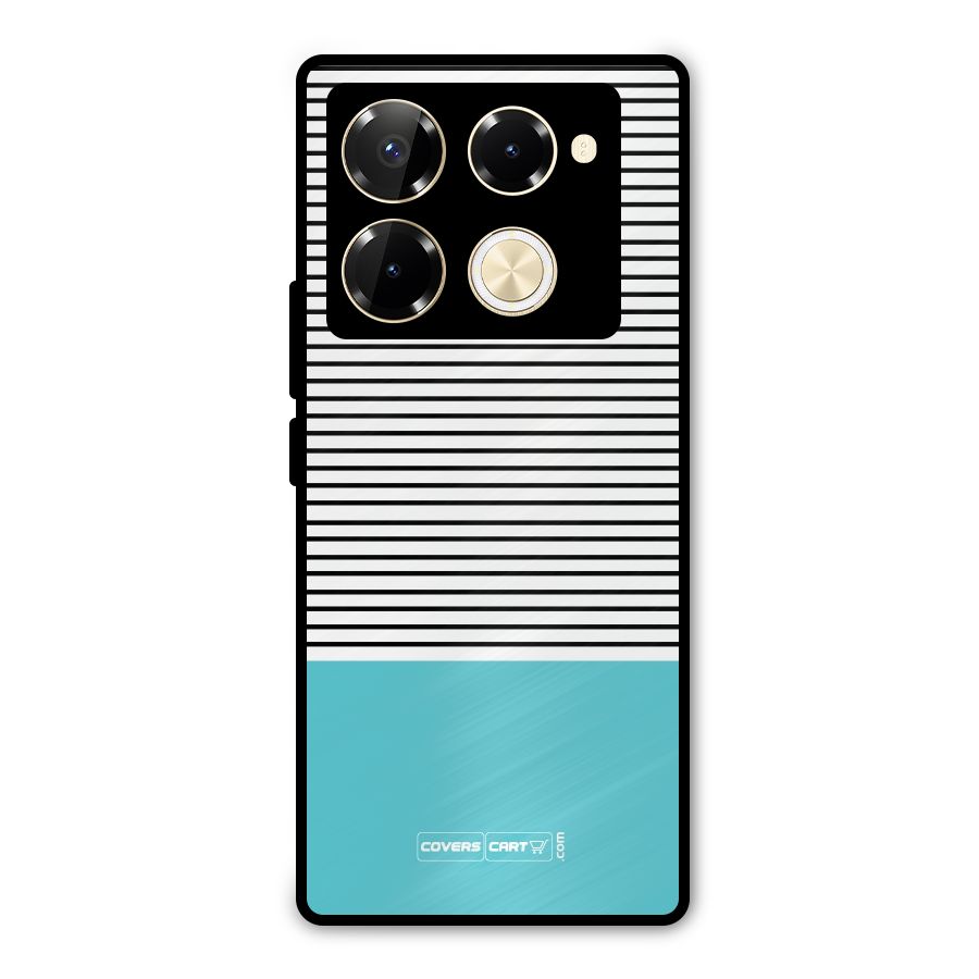 Deep Sky Blue Stripes Metal Back Case for Infinix Note 40 Pro Plus