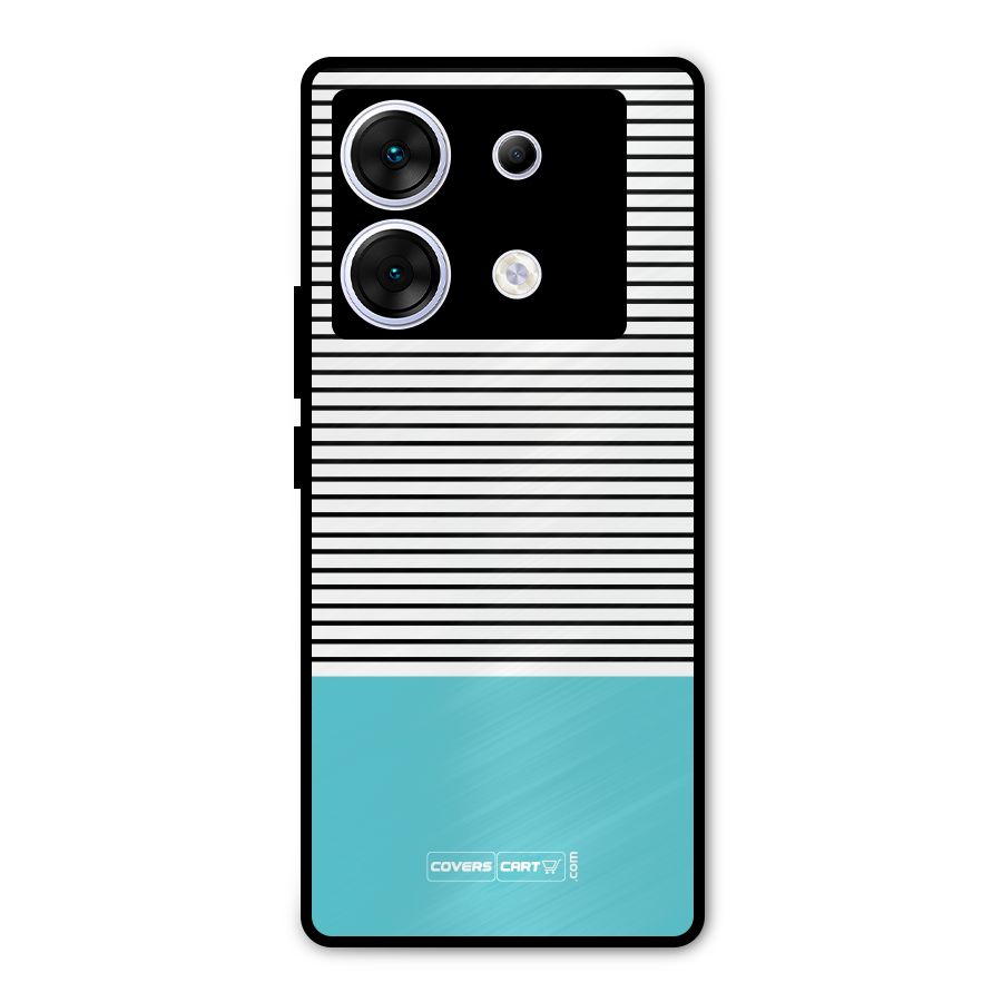 Deep Sky Blue Stripes Metal Back Case for Infinix Zero 30 5G