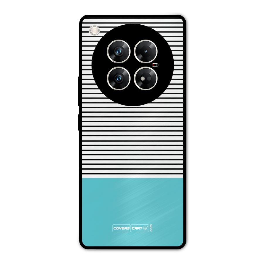 Deep Sky Blue Stripes Metal Back Case for Infinix Zero 40 5G