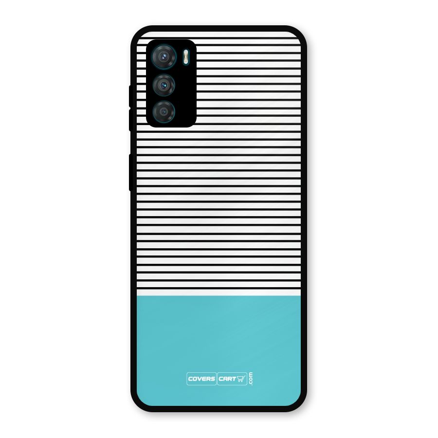 Deep Sky Blue Stripes Metal Back Case for Moto G42