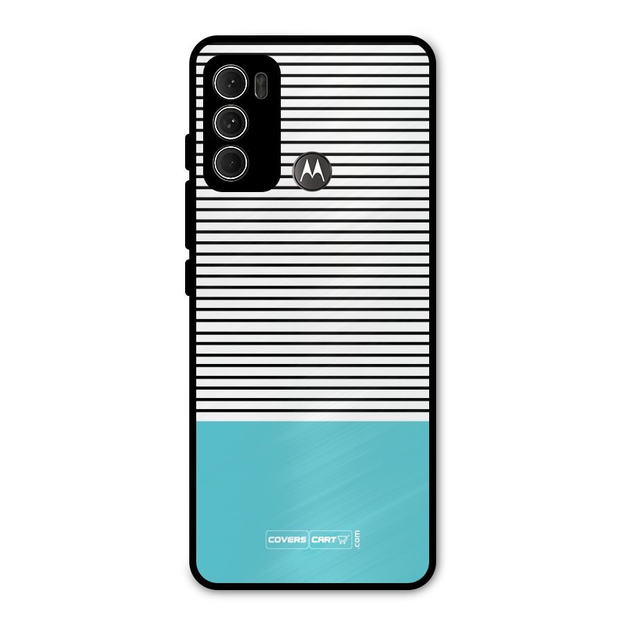 Deep Sky Blue Stripes Metal Back Case for Moto G60