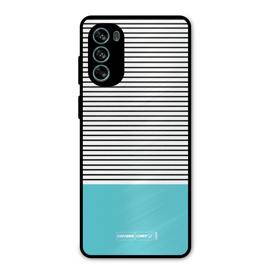 Deep Sky Blue Stripes Metal Back Case for Moto G62