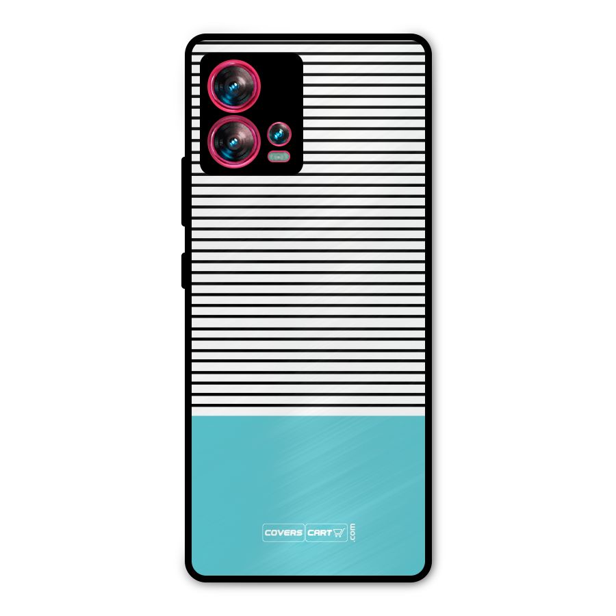 Deep Sky Blue Stripes Metal Back Case for Motorola Edge 30 Fusion